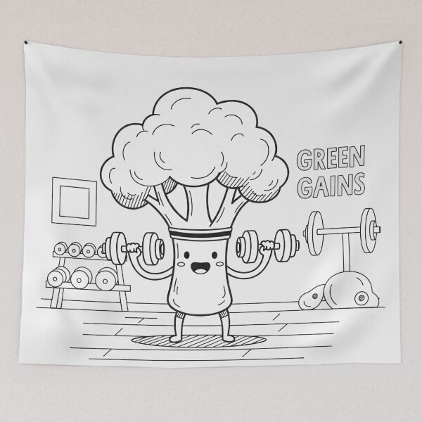 Item preview, "Green Gains" Broccoli Working Out designed and sold by Owcomm.