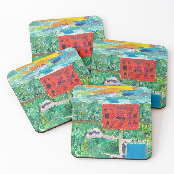 Item preview, LANDSCAPE WITH RED VILLA, CAR, SWIMMING POOL AND TENNIS COURT designed and sold by lautir.