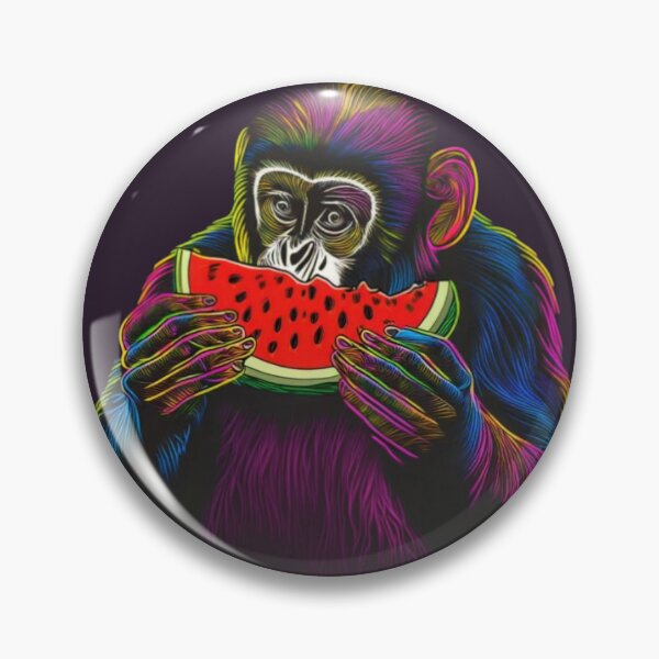 Item preview, Bold vibrant monkey enjoying sweet watermelon animal design  designed and sold by JumWow.