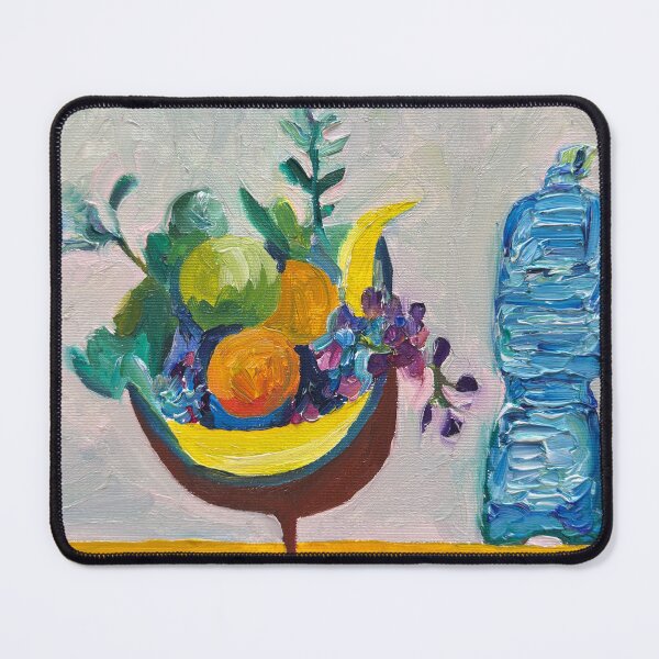 Item preview, STILL LIFE WITH FRUIT BASKET AND PLASTIC WATER BOTTLE - oil painting designed and sold by lautir.