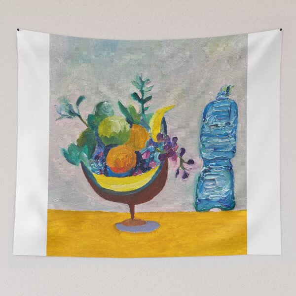 Item preview, STILL LIFE WITH FRUIT BASKET AND PLASTIC WATER BOTTLE - oil painting designed and sold by lautir.