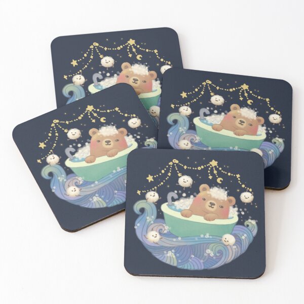 Item preview, Teddy Bear in Bathtub Boat with Fluffy Monsters Illustration designed and sold by Kyut-Yum.