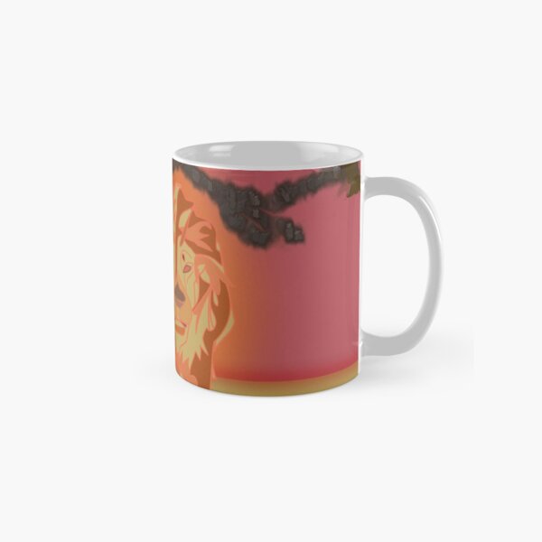 Lion Awakes On Approach Line Art Classic Mug