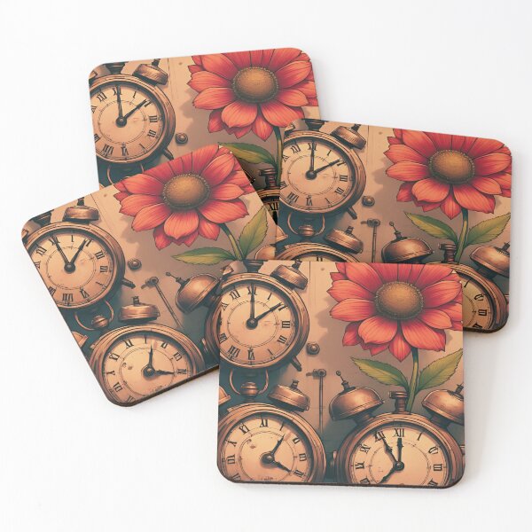 Item preview, Steampunk Orange Bloom with Vintage Alarm Clocks designed and sold by coolcomonshirts.