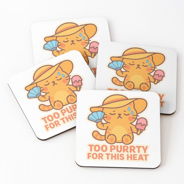 Item preview, Too Purrty for This Heat – Funny Summer Cat Sticker designed and sold by sochadesigner.