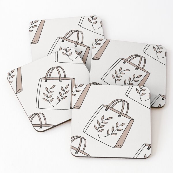 Item preview, Repeating Pattern of Tote Bags with Leaf Motif on Beige Background designed and sold by Creative88Art.