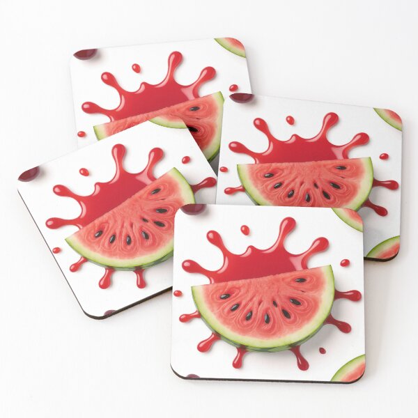 Item preview, Watermelon Slices and Cherries on White Background with Juice Splash designed and sold by Creative88Art.