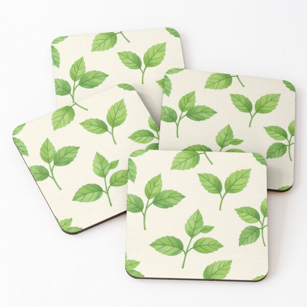 Item preview, Seamless Pattern of Green Leafy Sprigs on Light Beige Background designed and sold by Creative88Art.