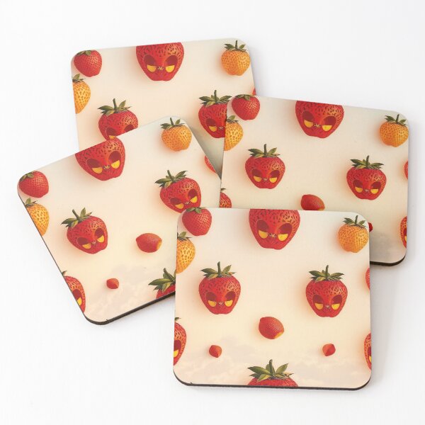 Item preview, Floating Strawberries with Stylized Faces Against a Pastel Sky designed and sold by Creative88Art.