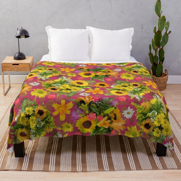 Item preview, Sunflower Arrangement with Ferns on Deep Blush bf335a designed and sold by Art in My Loft.