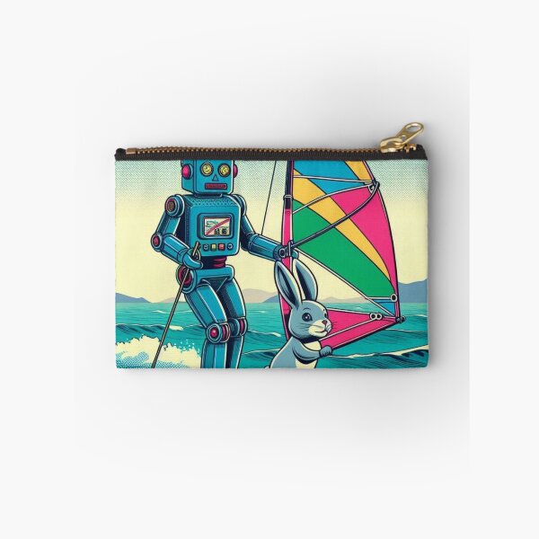 Item preview, a robot and a rabbit windsurfing designed and sold by Dogandesighn.