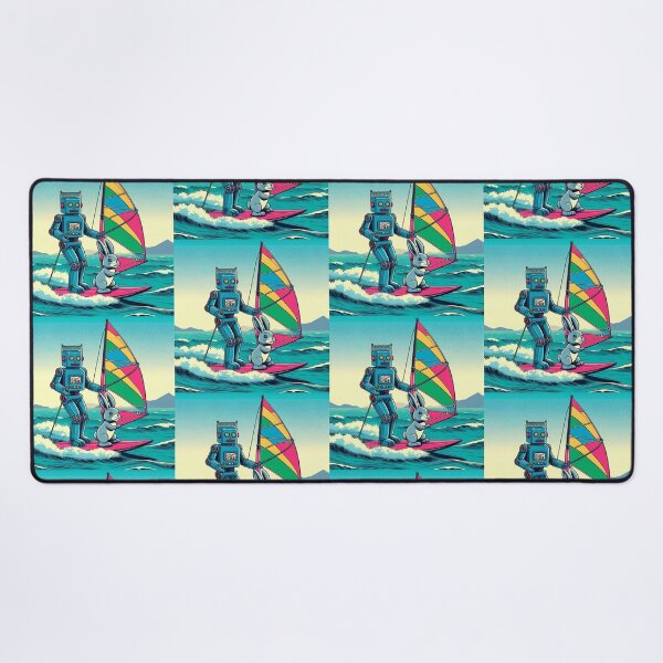 Item preview, a robot and a rabbit windsurfing designed and sold by Dogandesighn.