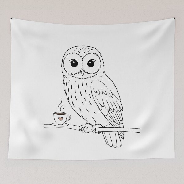 Item preview, Minimalist Owl With Coffee Icon Design designed and sold by k3rstman1.