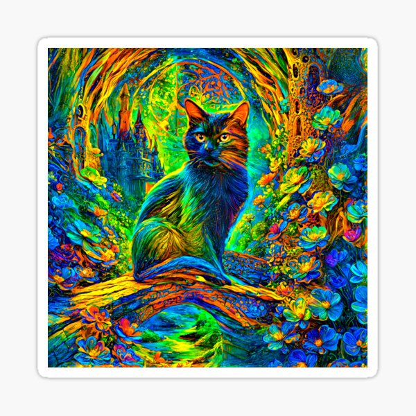 Guardian Cat on the Floral Bridge Sticker