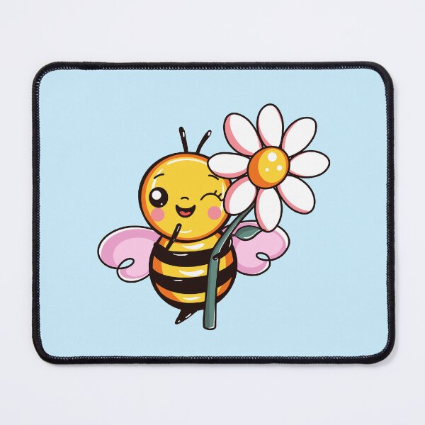 Item preview, Cute happy little bee holding a floweri design art illustration designed and sold by expresivedesign.