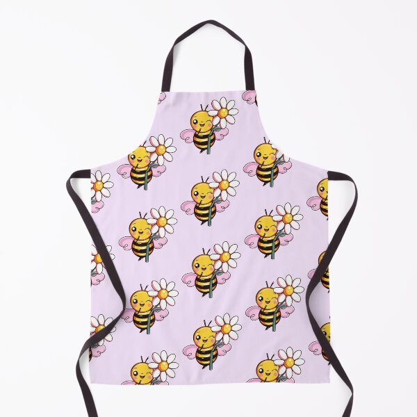 Item preview, Cute happy little bee holding a floweri design art illustration designed and sold by expresivedesign.