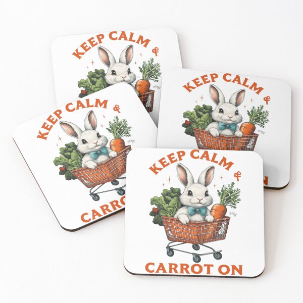 Item preview, Keep Calm & Carrot On - Whimsical Bunny with Teal Bow Tie and Fresh Produce designed and sold by Colorful-Garden.