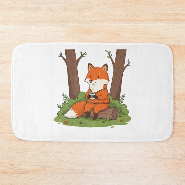 Item preview, Cartoon Fox Coffee Break In Woods Art designed and sold by k3rstman1.
