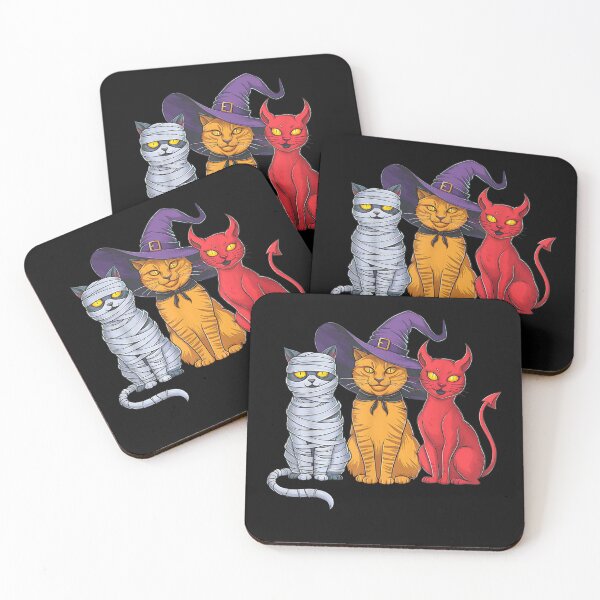 Item preview, Funny Halloween Cat Trio Costume Witch Mummy Devil Cats designed and sold by Juan Pedro Matta.