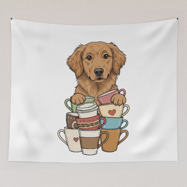 Item preview, Golden Retriever Dog & Coffee Mug Stack designed and sold by k3rstman1.