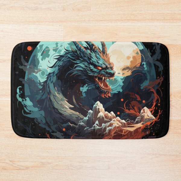 Item preview, Fearsome Moon Dragon over Fiery Mountains – Fantasy Art designed and sold by Daagath.