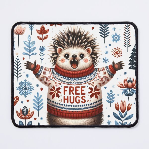 Item preview, Cute Free Hugs Hedgehog - Scandinavian Folk Art by heidiannemorris © designed and sold by FOLK ART FUSION by heidiannemorris.