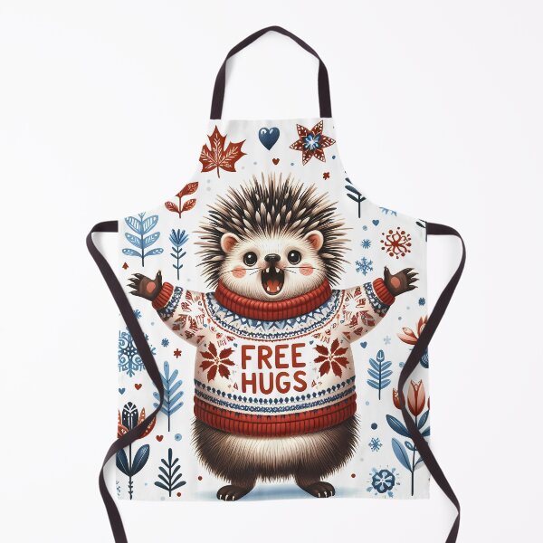 Item preview, Cute Free Hugs Hedgehog - Scandinavian Folk Art by heidiannemorris © designed and sold by FOLK ART FUSION by heidiannemorris.