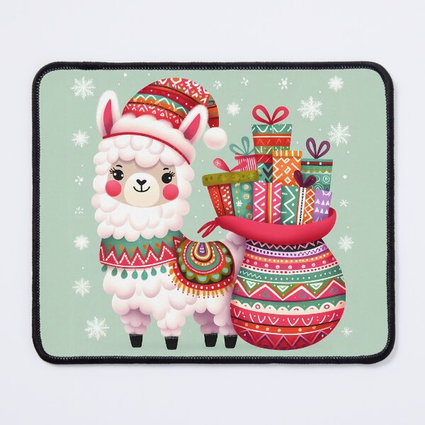 Item preview, Cute Christmas Llama - Scandinavian Folk Art by heidiannemorris © designed and sold by FOLK ART FUSION by heidiannemorris.