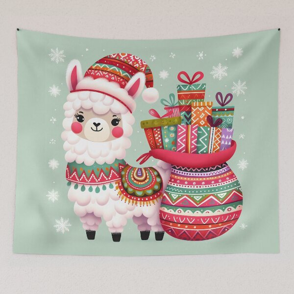 Item preview, Cute Christmas Llama - Scandinavian Folk Art by heidiannemorris © designed and sold by FOLK ART FUSION by heidiannemorris.