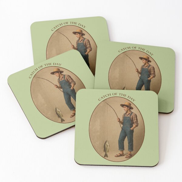 Item preview, Vintage Victorian Fisherman with a Branch Pole and Fish designed and sold by urmaddad.