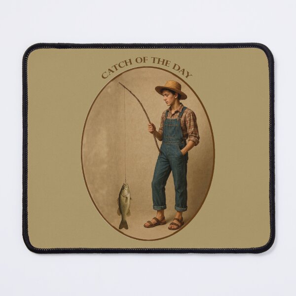 Item preview, Vintage Victorian Fisherman with a Branch Pole and Fish designed and sold by urmaddad.