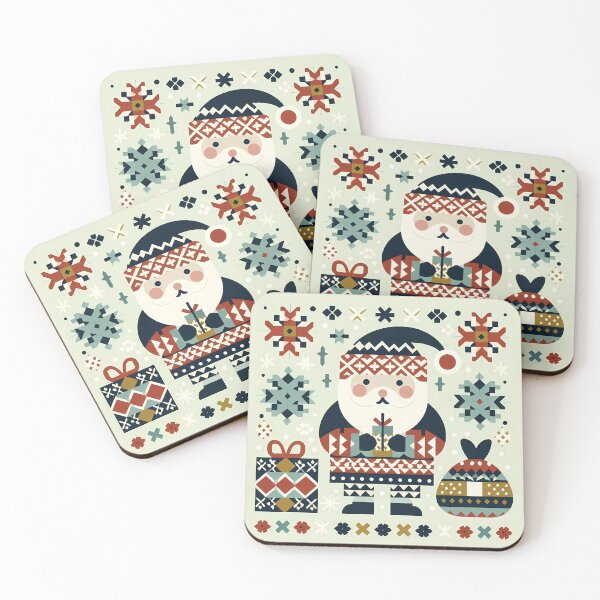 Item preview, Cute Christmas Santa - Scandinavian Folk Art by heidiannemorris © designed and sold by FOLK ART FUSION by heidiannemorris.