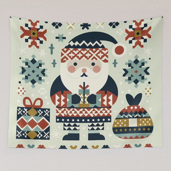 Item preview, Cute Christmas Santa - Scandinavian Folk Art by heidiannemorris © designed and sold by FOLK ART FUSION by heidiannemorris.