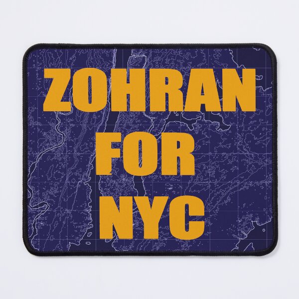Item preview, Zohran for NYC – Bold Typography Over New York City Map - Blue Frame designed and sold by pixelated_echoes.