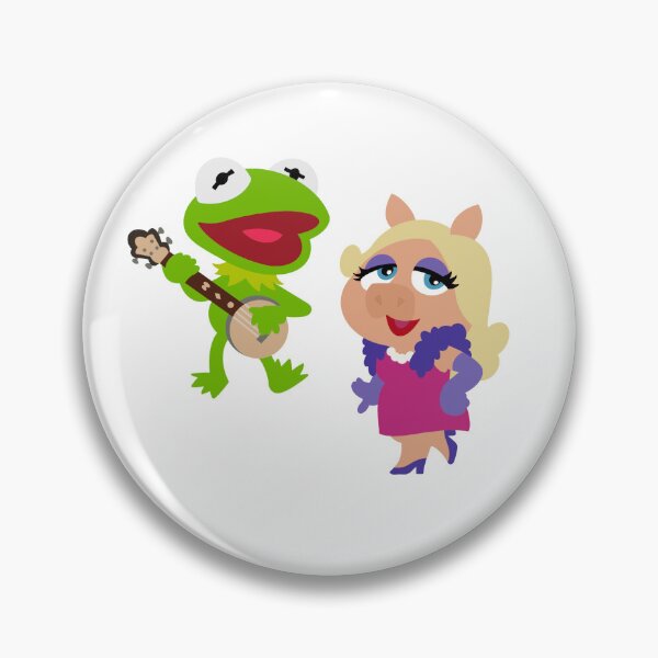 Item preview, kermit and piggy cartoon pin designed and sold by adhdsurvivor.