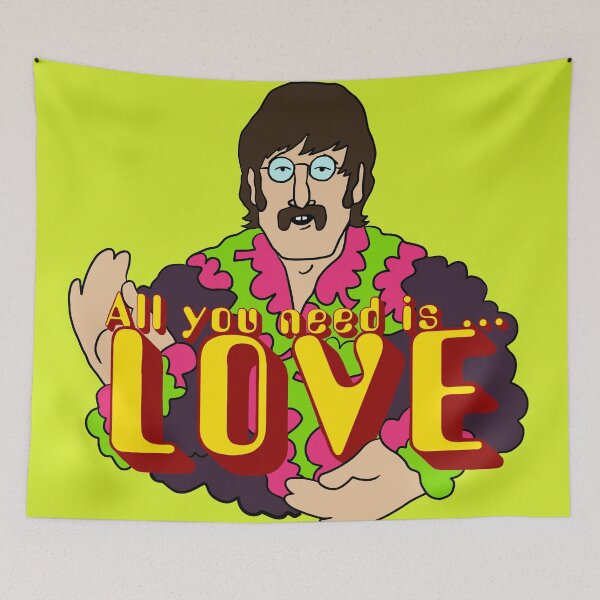 Artikelvorschau, John Lennon Yellow Submarine Charakter mit Alles was du brauchst ist Liebe entworfen und verkauft von Kludoman.