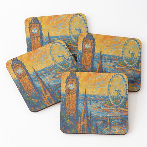 Item preview, Abstract London Skyline – Big Ben & London Eye Print designed and sold by WildformArt.