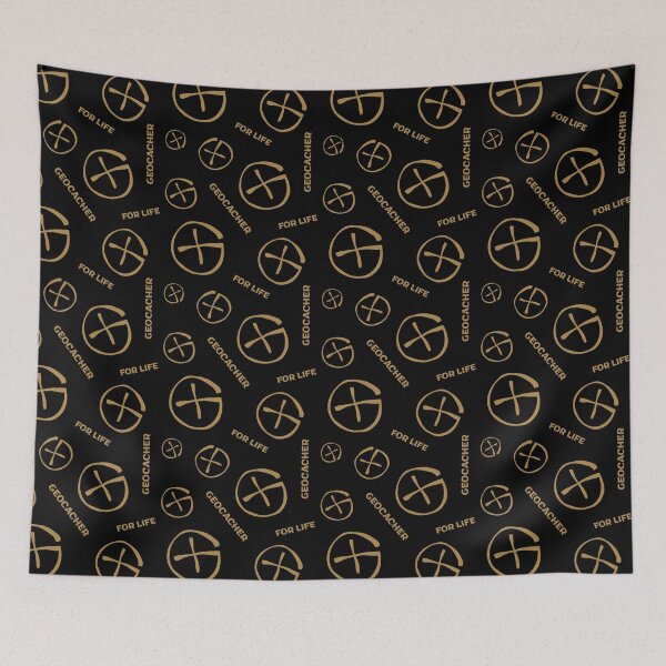 Item preview, Geocacher for life, geocaching logo gold pattern  designed and sold by portrait4you.