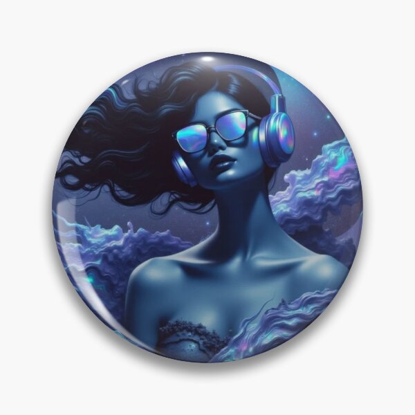 Item preview, Blue Girl Wearing Headphones designed and sold by HauntedOpera.