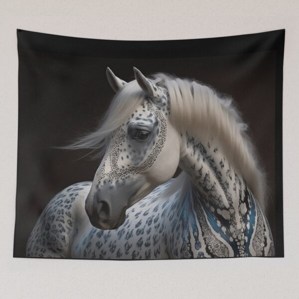 Item preview, Decorated White Horse portrait designed and sold by CritterWisdom.