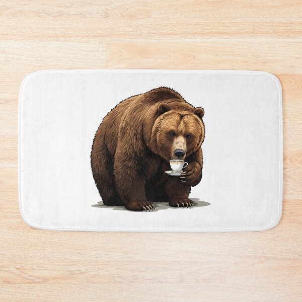 Item preview, Grizzly Bear With Tiny Coffee Mug or Tea Cup designed and sold by k3rstman1.