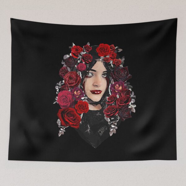 Item preview, The Resurrection of Persephone, Face of a Resurrected Young Goddess Surrounded by Darkness and Red Roses designed and sold by Kristi Brooks.