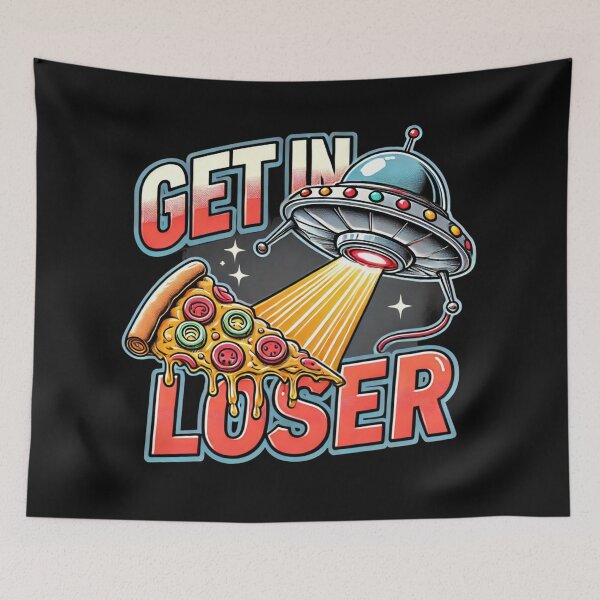 Item preview, Get In Loser – UFO Pizza Abduction Funny Food Design designed and sold by RowenaHicks.