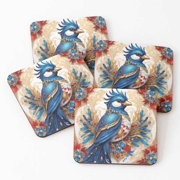 Item preview, Elegant Blue Bird with Gemstone and Floral Accents designed and sold by semenol.