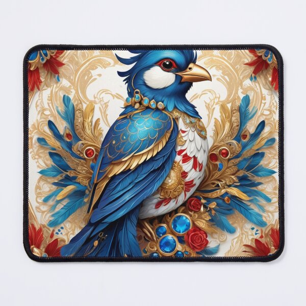 Item preview, Elegant Blue Bird with Gemstone and Floral Accents designed and sold by semenol.