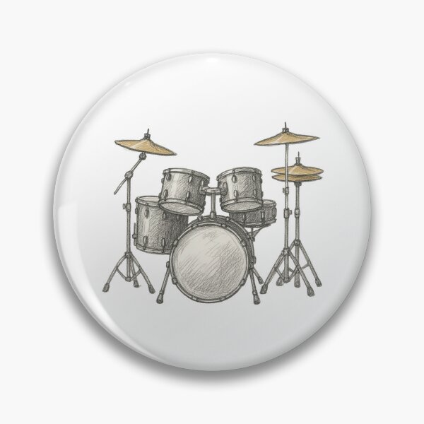 Item preview, Minimalist Drum Set Sketch with Yellow Cymbals – Drummer Logo Art designed and sold by Psycho-Crazy.