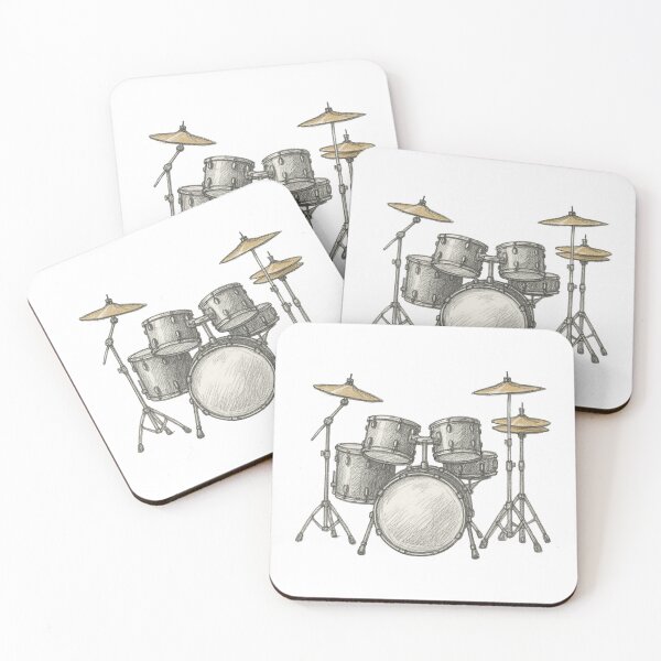 Item preview, Minimalist Drum Set Sketch with Yellow Cymbals – Drummer Logo Art designed and sold by Psycho-Crazy.