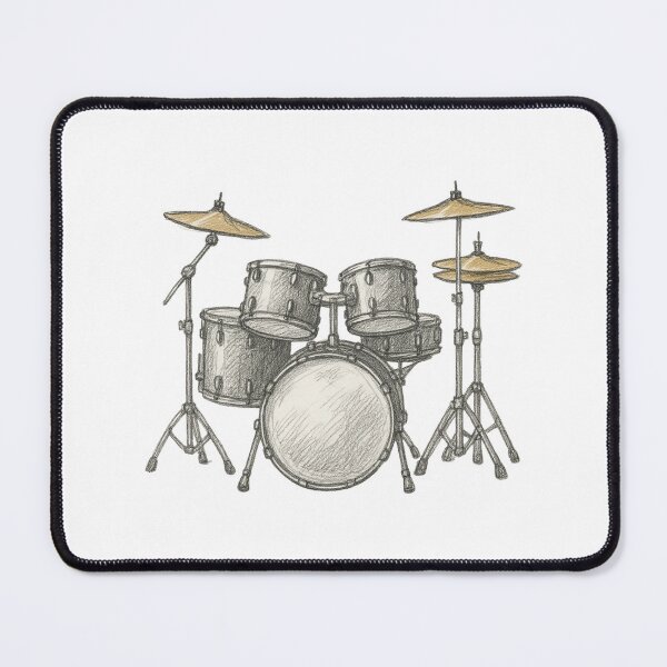 Item preview, Minimalist Drum Set Sketch with Yellow Cymbals – Drummer Logo Art designed and sold by Psycho-Crazy.