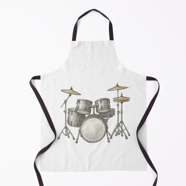 Item preview, Minimalist Drum Set Sketch with Yellow Cymbals – Drummer Logo Art designed and sold by Psycho-Crazy.