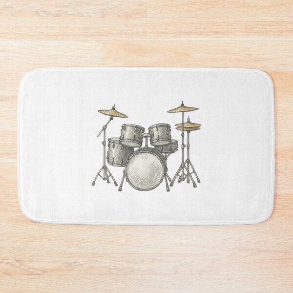 Item preview, Minimalist Drum Set Sketch with Yellow Cymbals – Drummer Logo Art designed and sold by Psycho-Crazy.